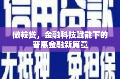同德微粒贷，金融科技赋能下的普惠金融新篇章