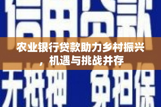 同德农业银行贷款助力乡村振兴，机遇与挑战并存